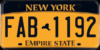 NY license plate FAB1192