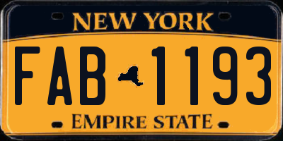 NY license plate FAB1193