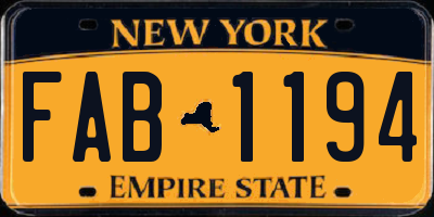 NY license plate FAB1194