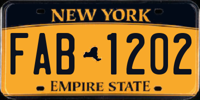 NY license plate FAB1202