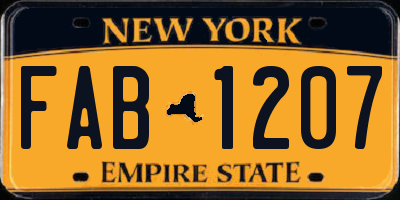 NY license plate FAB1207