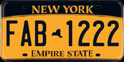 NY license plate FAB1222