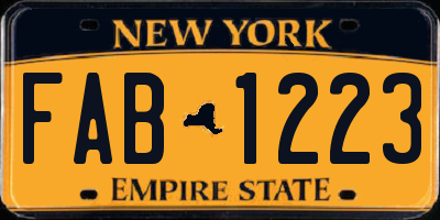 NY license plate FAB1223