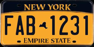 NY license plate FAB1231