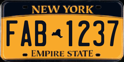 NY license plate FAB1237
