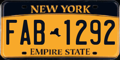 NY license plate FAB1292