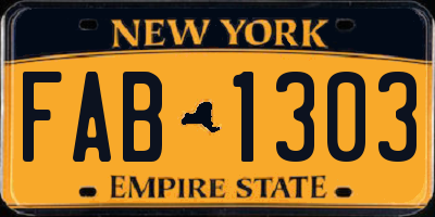 NY license plate FAB1303