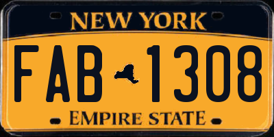 NY license plate FAB1308