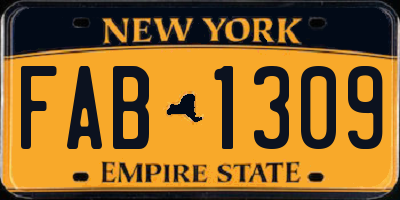 NY license plate FAB1309