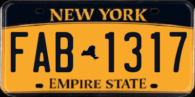 NY license plate FAB1317