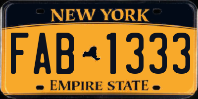 NY license plate FAB1333