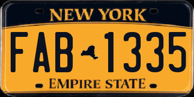 NY license plate FAB1335