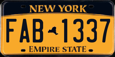 NY license plate FAB1337