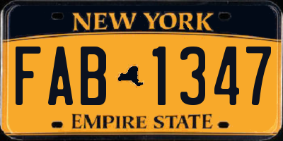 NY license plate FAB1347