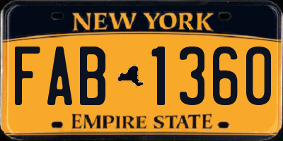 NY license plate FAB1360