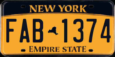 NY license plate FAB1374