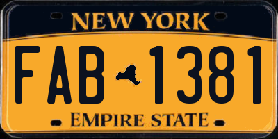 NY license plate FAB1381