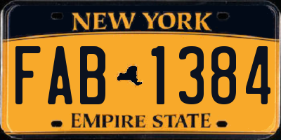 NY license plate FAB1384