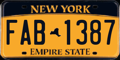 NY license plate FAB1387