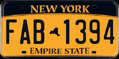 NY license plate FAB1394