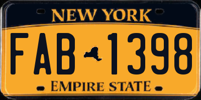 NY license plate FAB1398