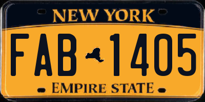 NY license plate FAB1405