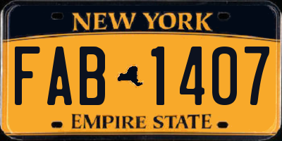NY license plate FAB1407