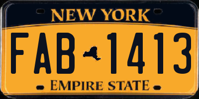 NY license plate FAB1413