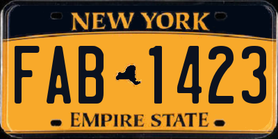 NY license plate FAB1423