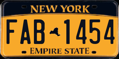 NY license plate FAB1454