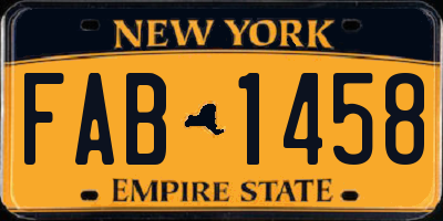 NY license plate FAB1458