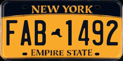 NY license plate FAB1492