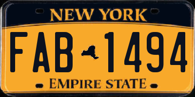 NY license plate FAB1494