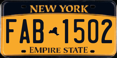 NY license plate FAB1502