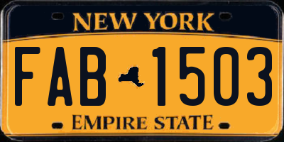 NY license plate FAB1503