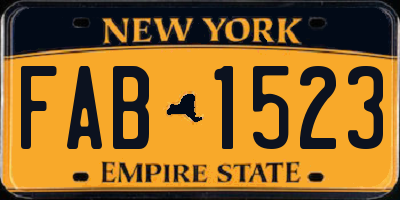 NY license plate FAB1523