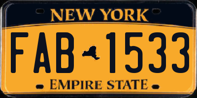 NY license plate FAB1533