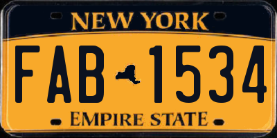 NY license plate FAB1534