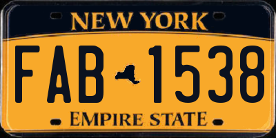 NY license plate FAB1538