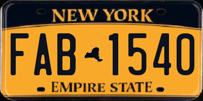 NY license plate FAB1540