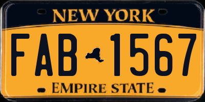 NY license plate FAB1567