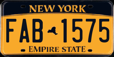 NY license plate FAB1575