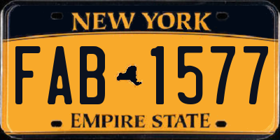 NY license plate FAB1577