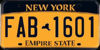 NY license plate FAB1601