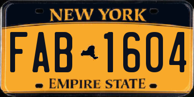 NY license plate FAB1604