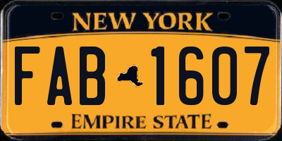 NY license plate FAB1607