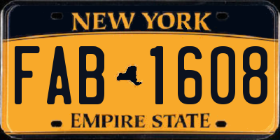 NY license plate FAB1608