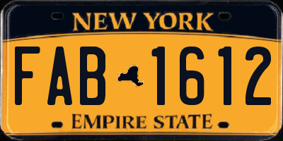 NY license plate FAB1612