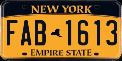 NY license plate FAB1613