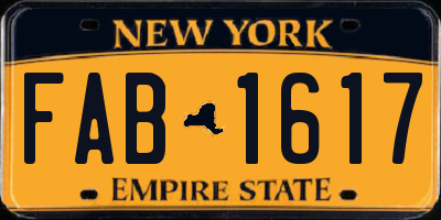 NY license plate FAB1617